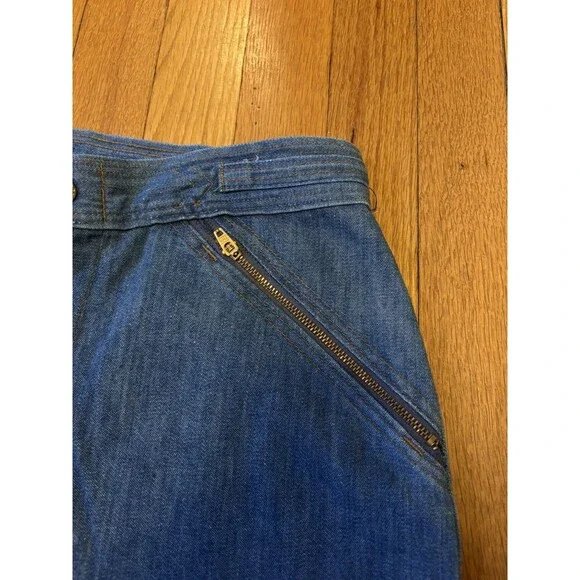 Vintage 70s miss h.i.s His Wide Leg Jeans Zipper Front High Rise Denim 28 X 35 - Picture 3 of 12